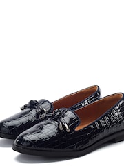 Moda in Pelle Blue Fillipa Flat Tassel Trim Loafers - Image 2 of 4