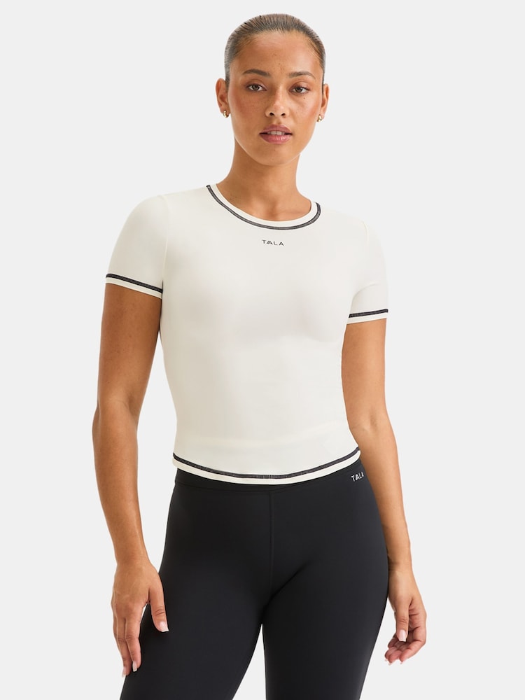 TALA White Ultralite Active Contrast Stitch T-Shirt - Image 1 of 3 TALA White Ultralite Active Contrast Stitch T-Shirt - Image 1 of 3