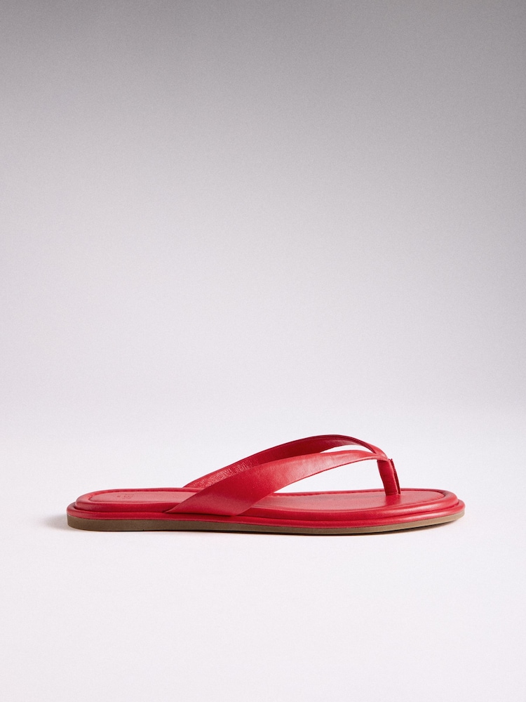 The Set Toe Thong Flat Sandals Red Leather - Image 2 of 7 The Set Toe Thong Flat Sandals Red Leather - Image 2 of 7