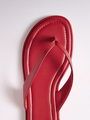 The Set Toe Thong Flat Sandals Red Leather - Image 3 of 7