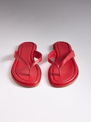 The Set Toe Thong Flat Sandals Red Leather - Image 4 of 7