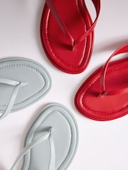 The Set Toe Thong Flat Sandals Red Leather - Image 7 of 7