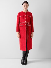 LK Bennett Red Vera Tweed Collarless Coat - Image 2 of 2