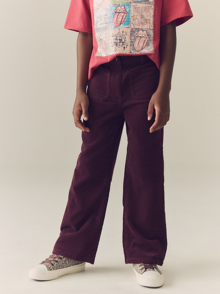 Berry Red Cord Flared Trousers (3-16yrs) - Image 1 of 8 Berry Red Cord Flared Trousers (3-16yrs) - Image 1 of 8