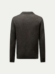 Peckham Rye Grey Knitted Long Sleeve Revere Polo Shirt - Image 2 of 5