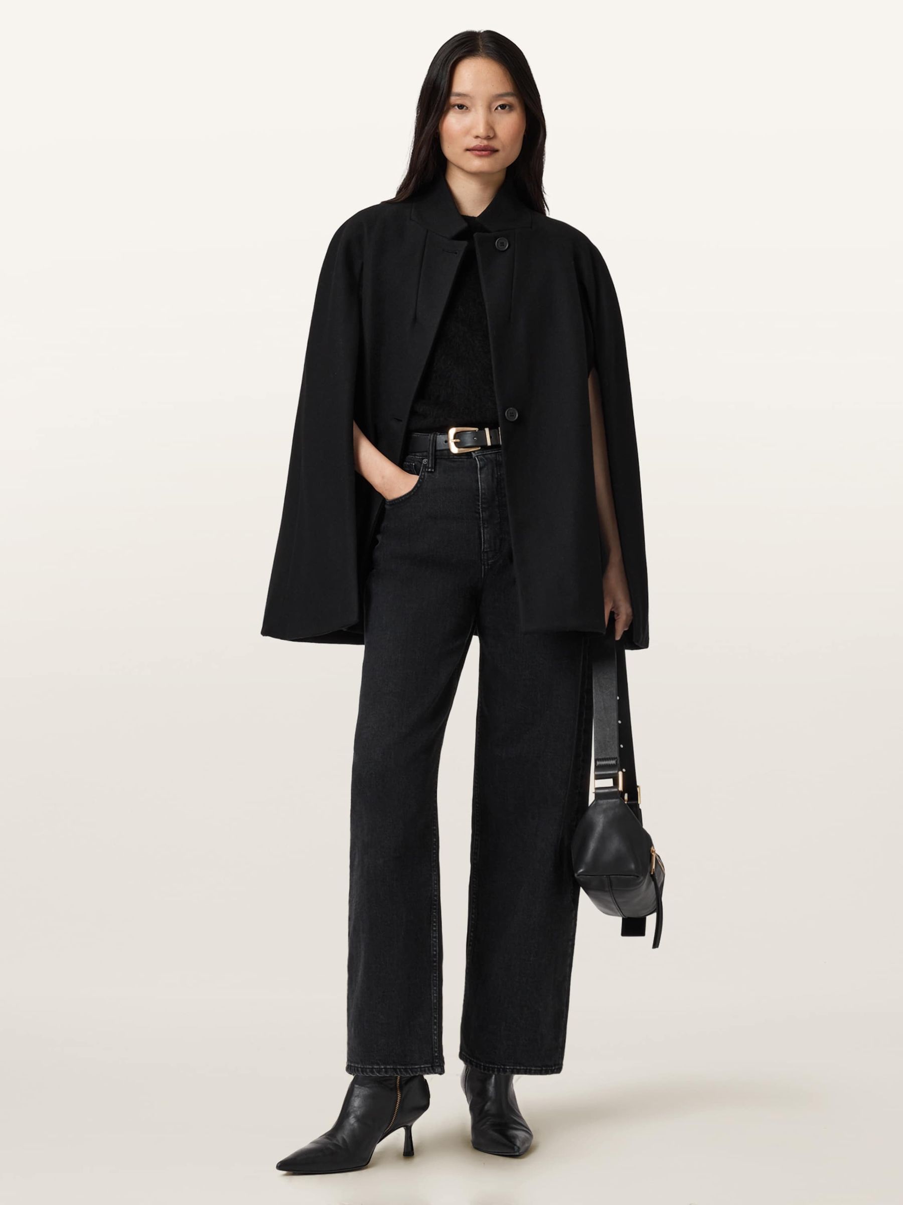 Buy AllSaints Black Lunis Cape Coat from Next USA