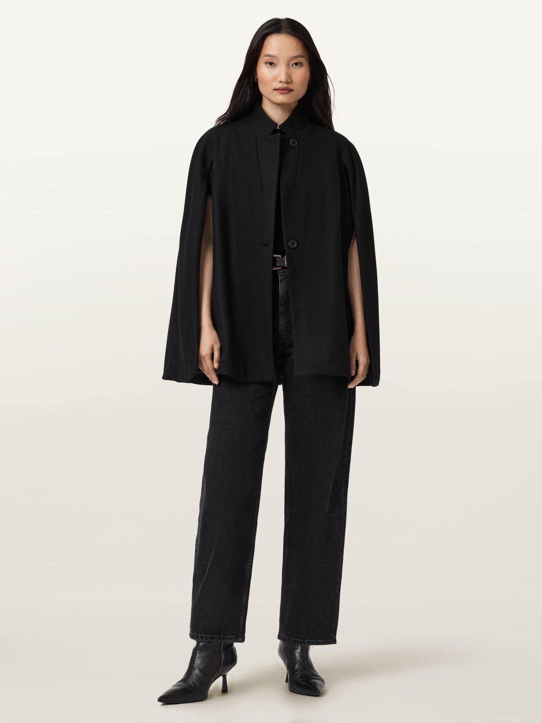 Buy AllSaints Black Lunis Cape Coat from Next USA