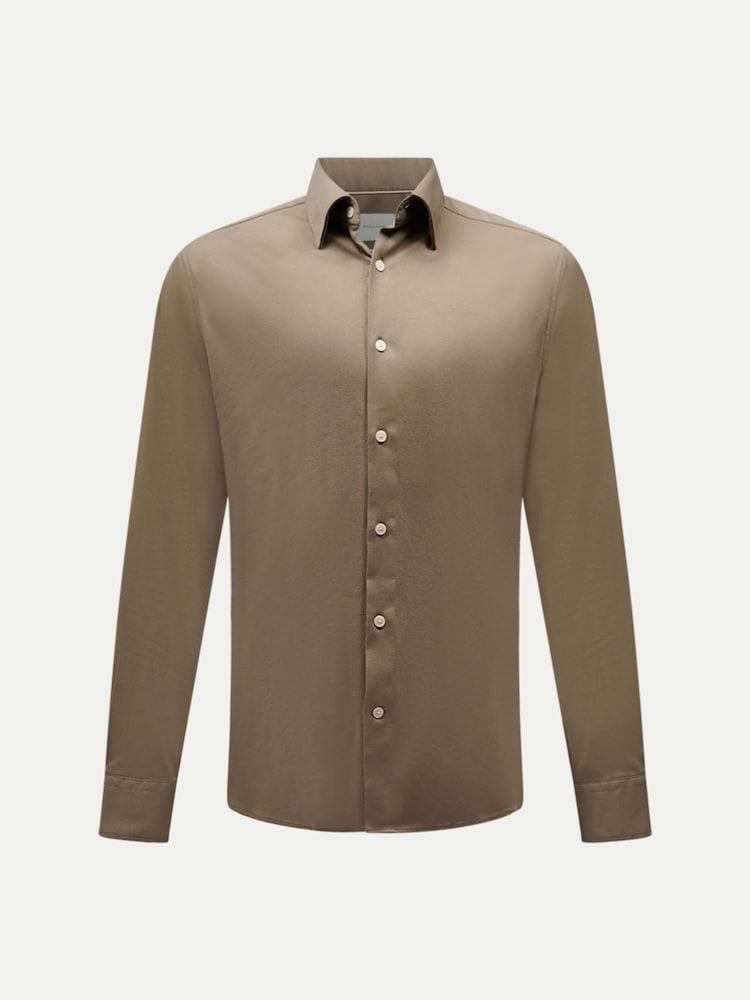 Peckham Rye Green Jersey Hidden-Button Shirt - Image 1 of 6 Peckham Rye Green Jersey Hidden-Button Shirt - Image 1 of 6