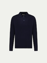 أزرق - Peckham Rye Knitted Long Sleeve Polo Shirt - صورة 2 من 5