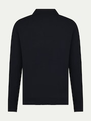 Peckham Rye Blue Knitted Long Sleeve Polo Shirt - Image 7 of 11
