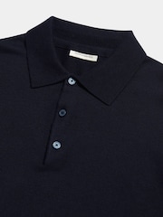 Peckham Rye Blue Knitted Long Sleeve Polo Shirt - Image 8 of 11