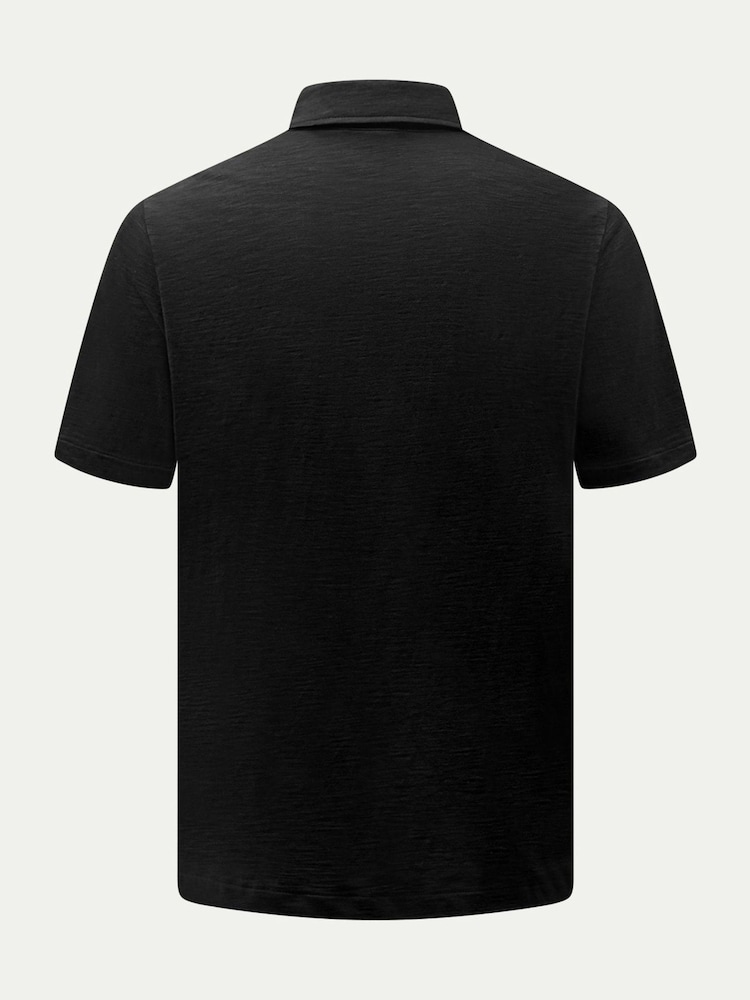 Peckham Rye Black Slub Jersey Polo Shirt - Image 10 of 10 Peckham Rye Black Slub Jersey Polo Shirt - Image 10 of 10