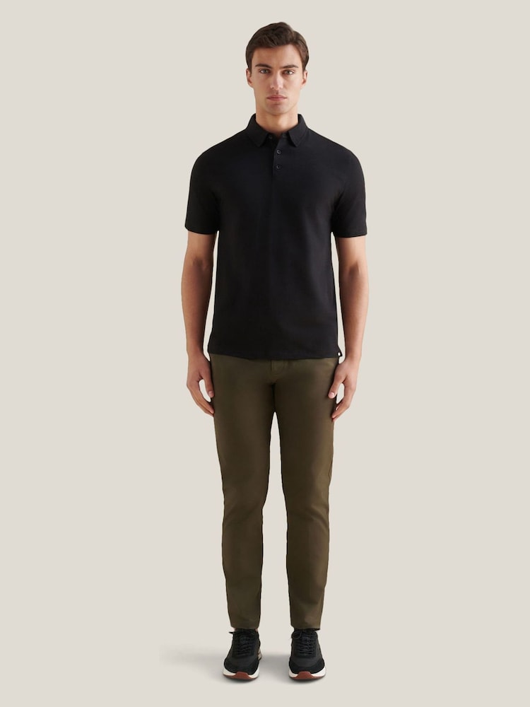 Peckham Rye Black Slub Jersey Polo Shirt - Image 2 of 10 Peckham Rye Black Slub Jersey Polo Shirt - Image 2 of 10
