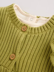 Ecru / Green Knitted Gilet and Printed Rib 3 Piece Baby Set (0mths-2yrs) - Image 10 of 15
