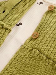 Ecru / Green Knitted Gilet and Printed Rib 3 Piece Baby Set (0mths-2yrs) - Image 12 of 15