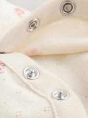 White Floral Bodysuit, Legging with Pink Knitted Cardigan Baby 3 Piece Set (0mths-2yrs) - Image 12 of 21