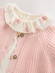 White Floral Bodysuit, Legging with Pink Knitted Cardigan Baby 3 Piece Set (0mths-2yrs) - Image 13 of 21