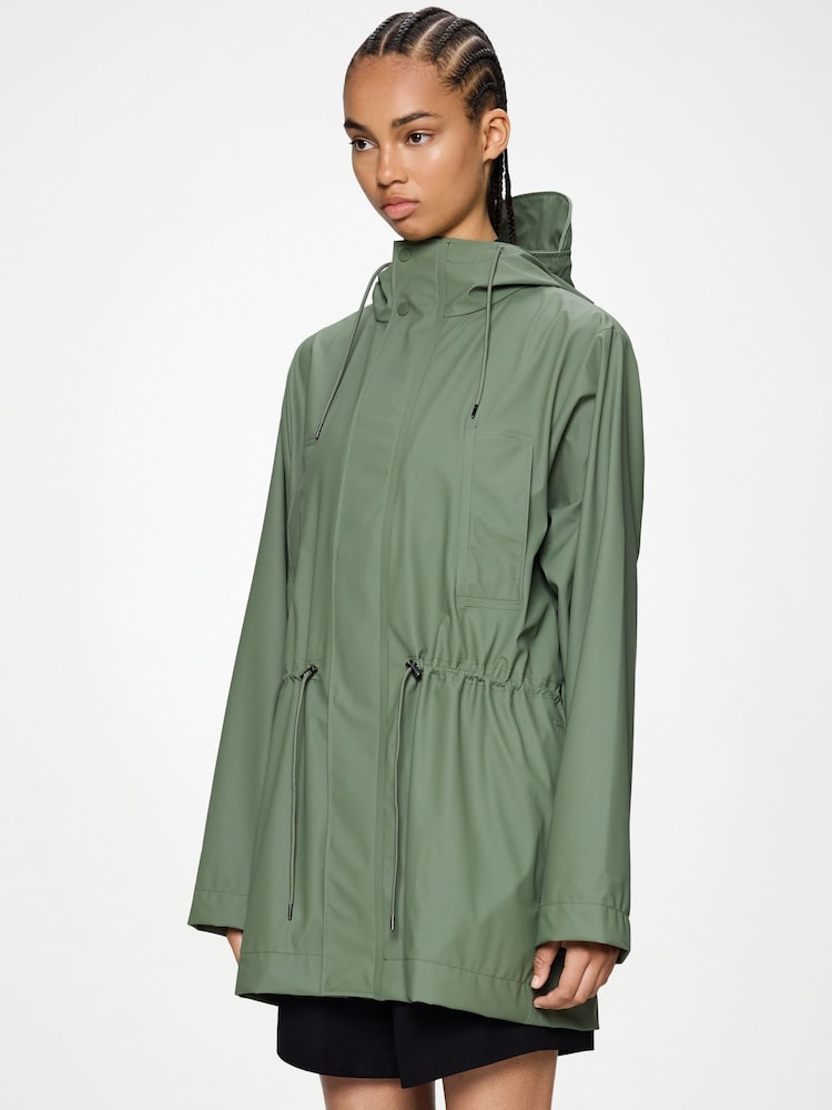 Rains Green Waterproof Bold Long Jacket - Image 1 of 5