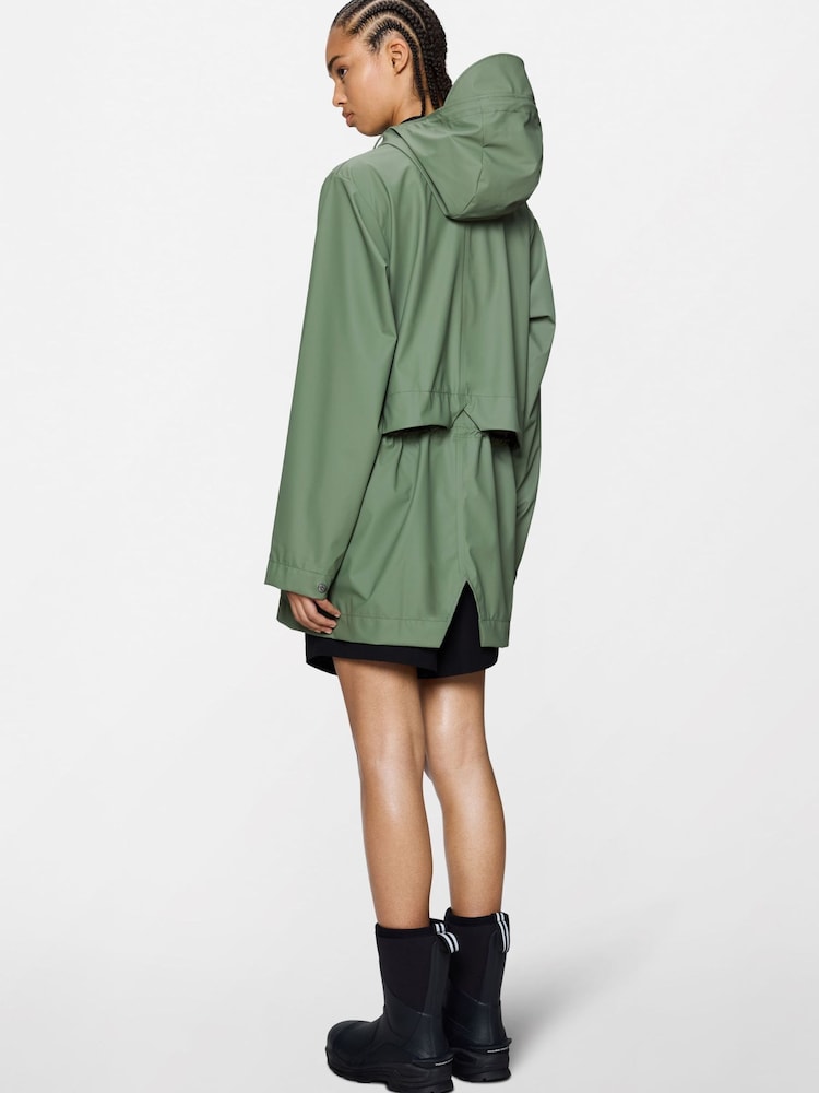 Rains Green Waterproof Bold Long Jacket - Image 2 of 5