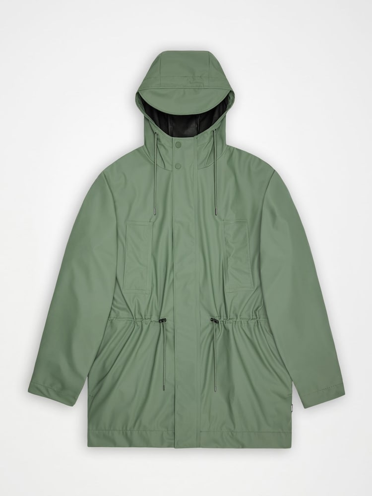 Rains Green Waterproof Bold Long Jacket - Image 5 of 5