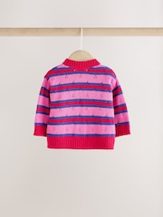 Red Stripe Knitted Bow Cardigan and Leggings Baby 2 Piece Set (0mths-2yrs) - Image 11 of 16