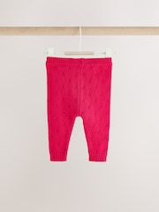 Red Stripe Knitted Bow Cardigan and Leggings Baby 2 Piece Set (0mths-2yrs) - Image 12 of 16