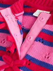 Red Stripe Knitted Bow Cardigan and Leggings Baby 2 Piece Set (0mths-2yrs) - Image 13 of 16