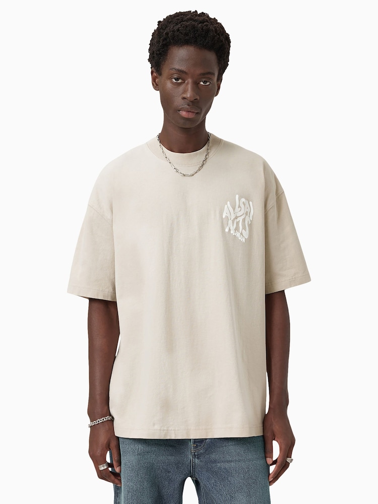 AllSaints Brown Orlando Short Sleeve Crew Neck T-Shirt - Image 1 of 6 AllSaints Brown Orlando Short Sleeve Crew Neck T-Shirt - Image 1 of 6