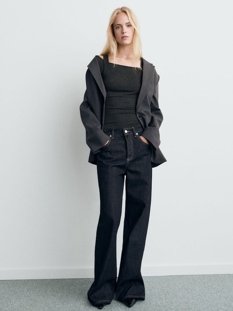 Mango Grey Layered Fine Knit Top - Image 2 of 6 Mango Grey Layered Fine Knit Top - Image 2 of 6