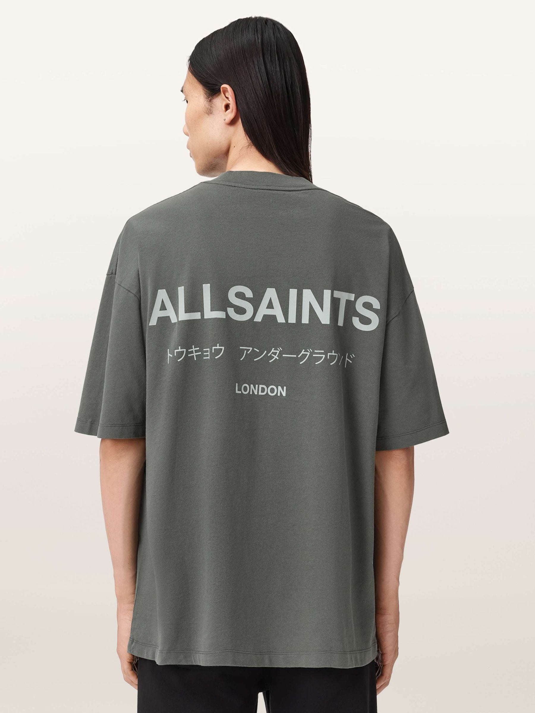 Satın al Koyu Yeşil - AllSaints Underground Büyük Boy Pamuklu