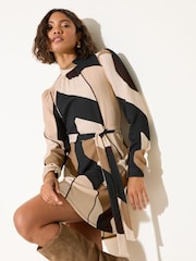 Friends Like These Cream Petite High Neck Printed Mini Dress - Image 4 of 5