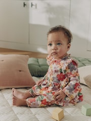 Estampado floral blanco - Conjunto de blusa y leggings para bebé Peplum (0 meses-2 años) - Imagen 1 de 4
