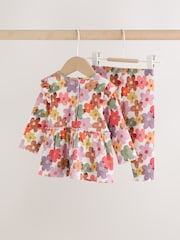 White Floral Peplum Top and Leggings Baby Set (0mths-2yrs) - Image 6 of 14
