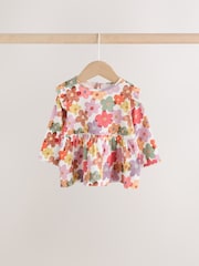 White Floral Peplum Top and Leggings Baby Set (0mths-2yrs) - Image 7 of 14