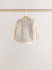 Pink/Cream Fur Baby Gilet Top and Leggings 3 Piece Set (0mths-2yrs) - Image 6 of 11