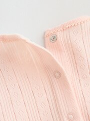 Pink Pointelle Bodysuit Leggings And Cardigan Baby Set 3 Piece (0-9mths) - Image 18 of 19