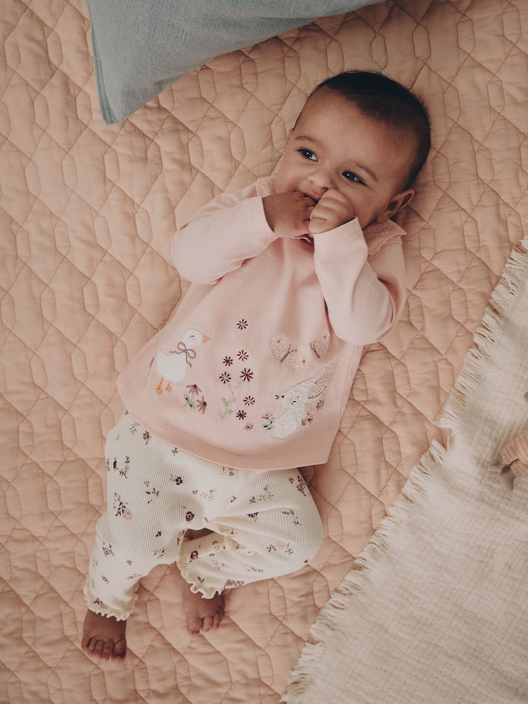 Pink Bunny Long Sleeve Top and Leggings Baby 2 Piece Set (0mths-2yrs) - Image 1 of 4 Pink Bunny Long Sleeve Top and Leggings Baby 2 Piece Set (0mths-2yrs) - Image 1 of 4