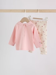 Pink Bunny Long Sleeve Top and Leggings Baby 2 Piece Set (0mths-2yrs) - Image 6 of 14