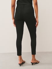 Black Cropped Jersey Denim Leggings - Image 3 of 8