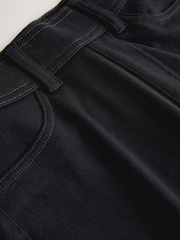 Black Cropped Jersey Denim Leggings - Image 7 of 8