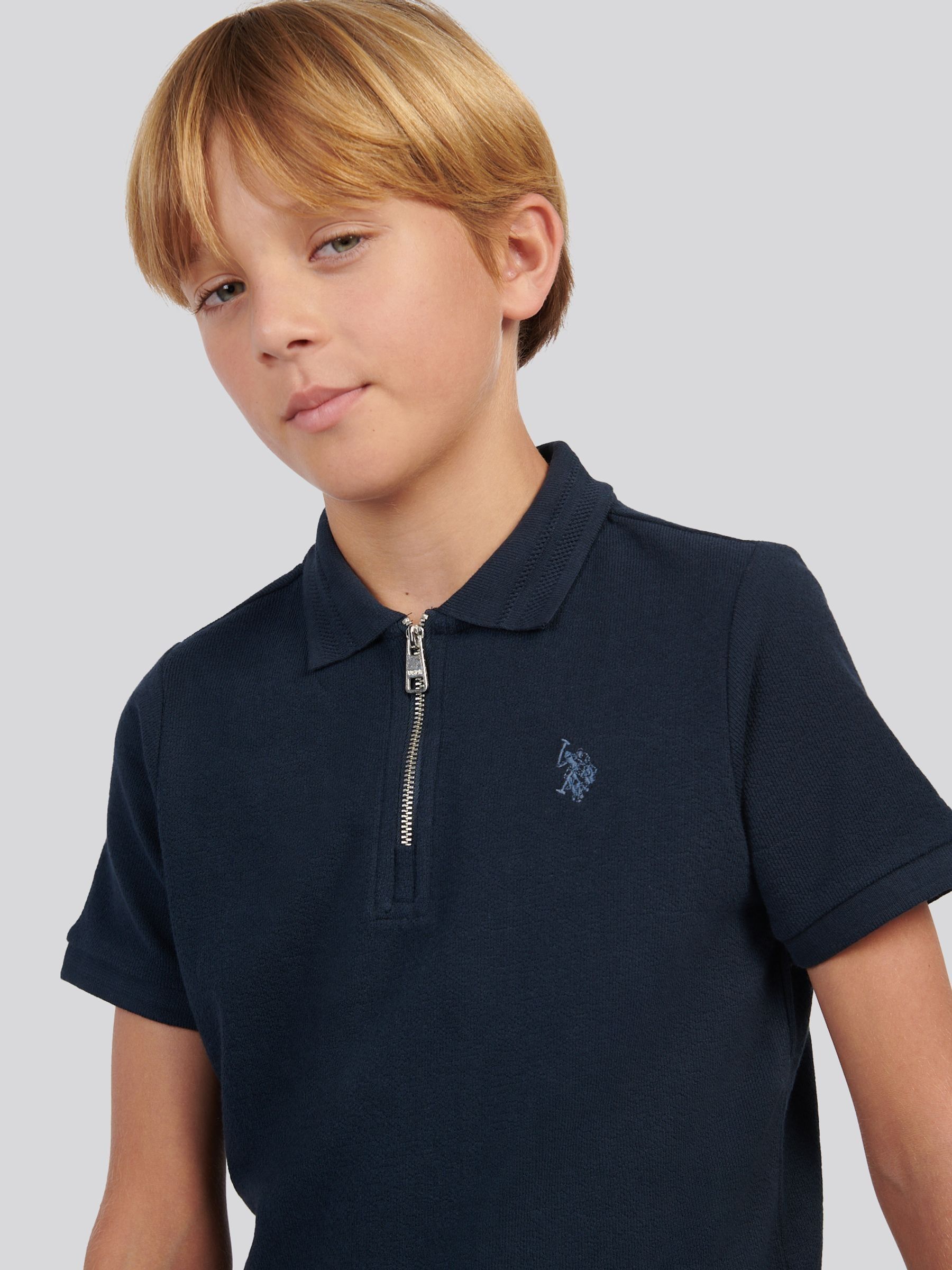 【polo】とと Buy U.S. Polo Assn Blue Flat Pile Texture Zip Polo Shirt from Next USA