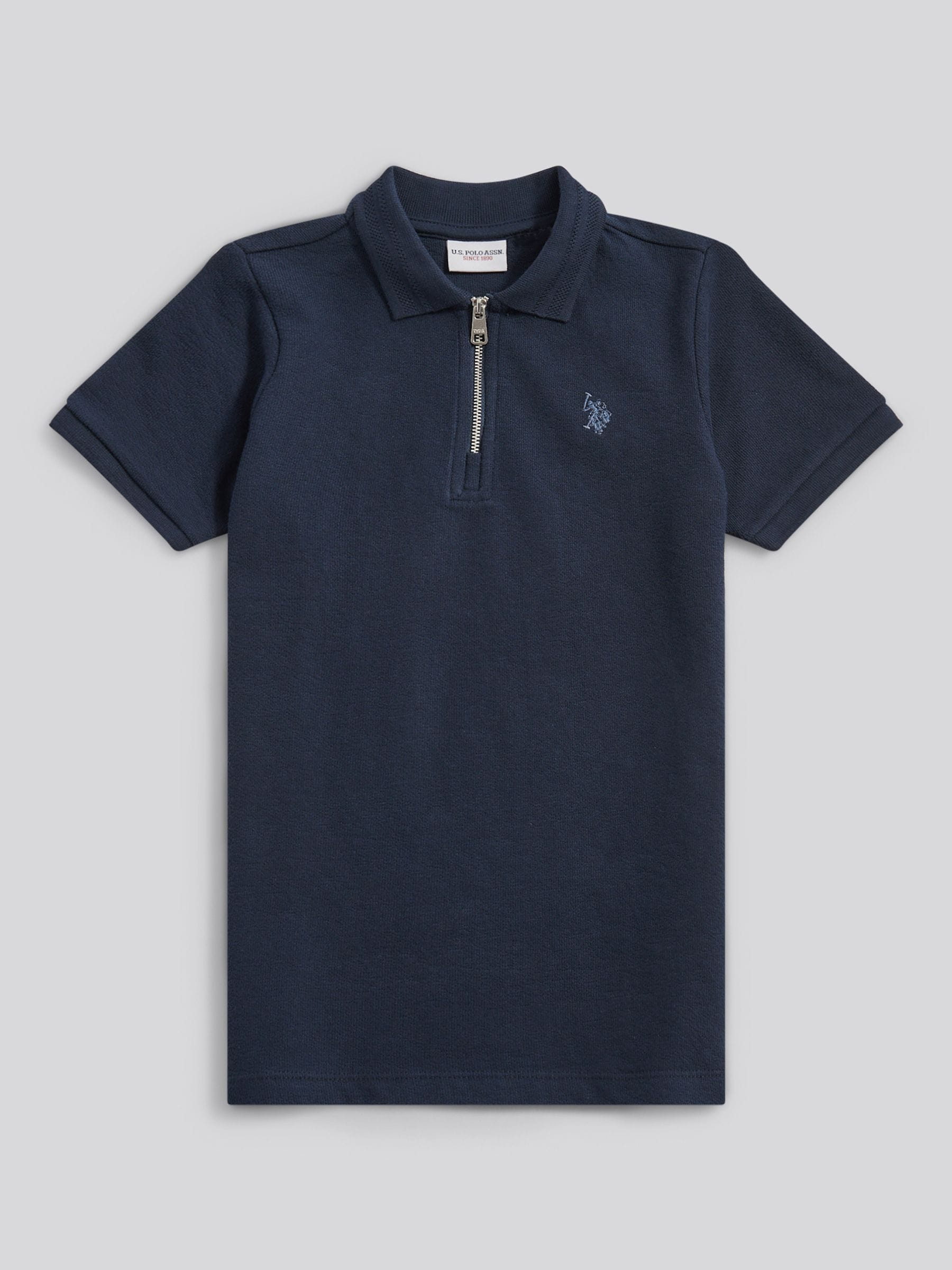 Buy U.S. Polo Assn Blue Flat Pile Texture Zip Polo Shirt from Next USA