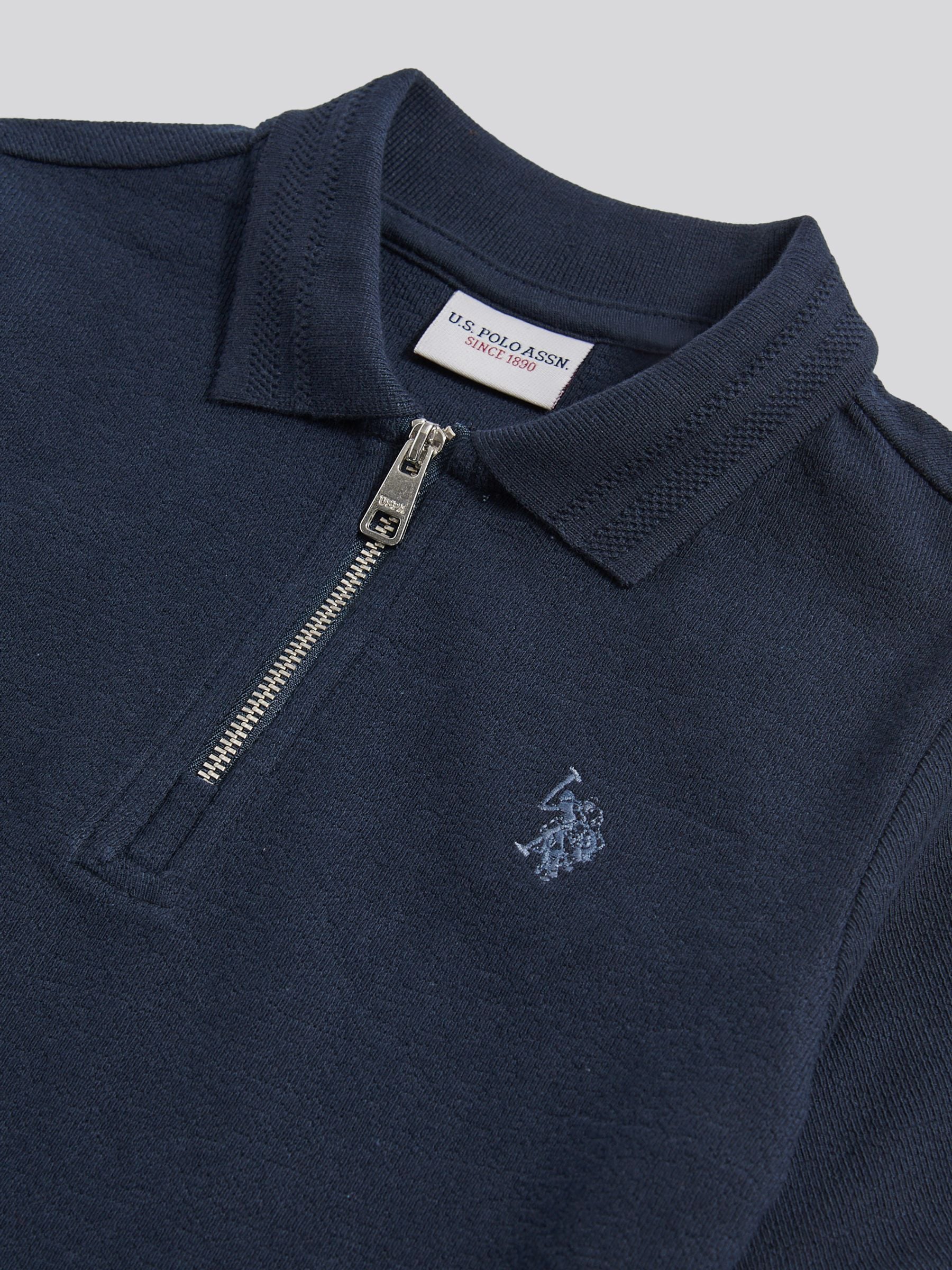 Buy U.S. Polo Assn Blue Flat Pile Texture Zip Polo Shirt from Next USA