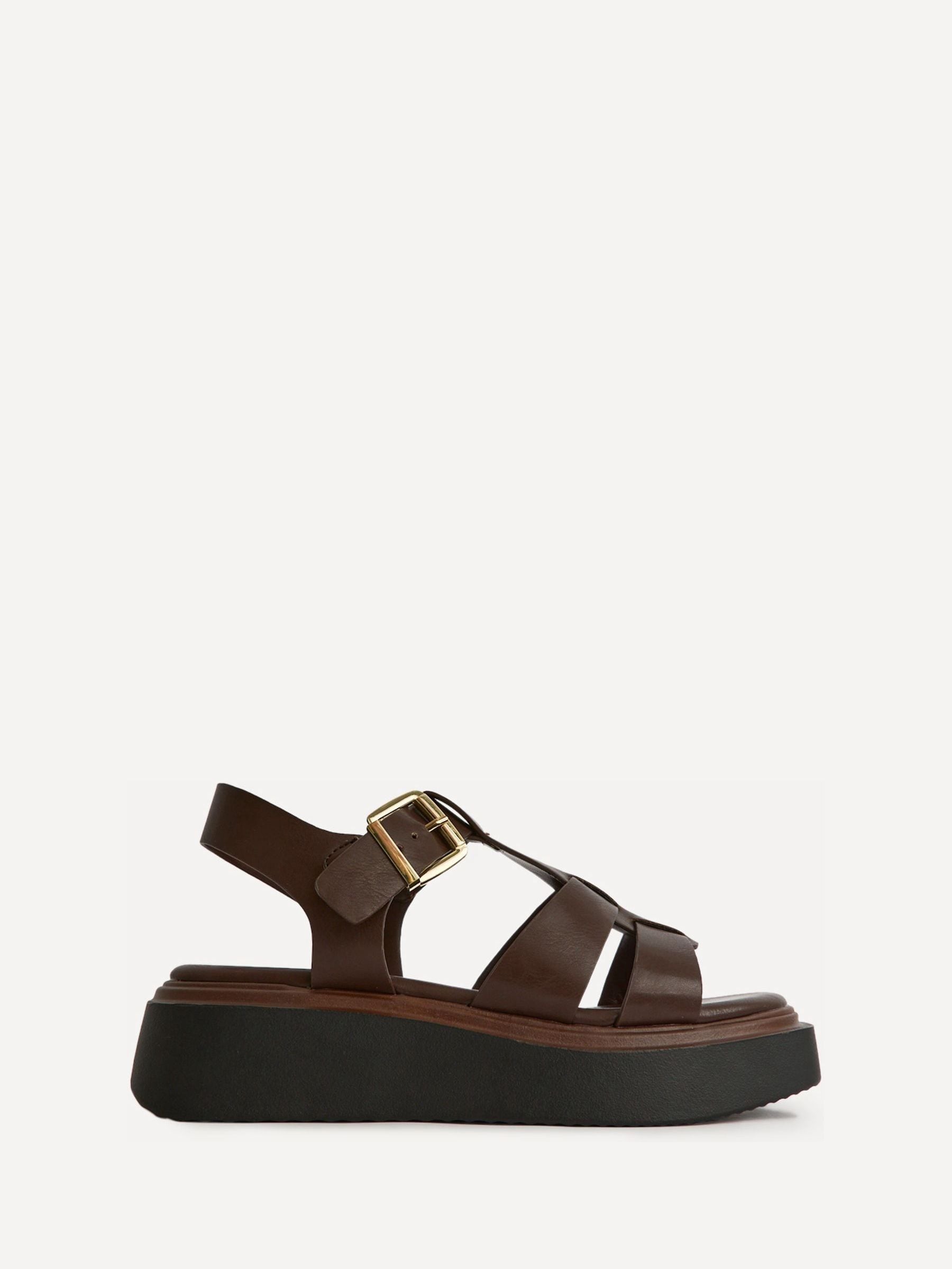 Buy Linzi Brown Subtract Gladiator Style Flatform Sandals from
