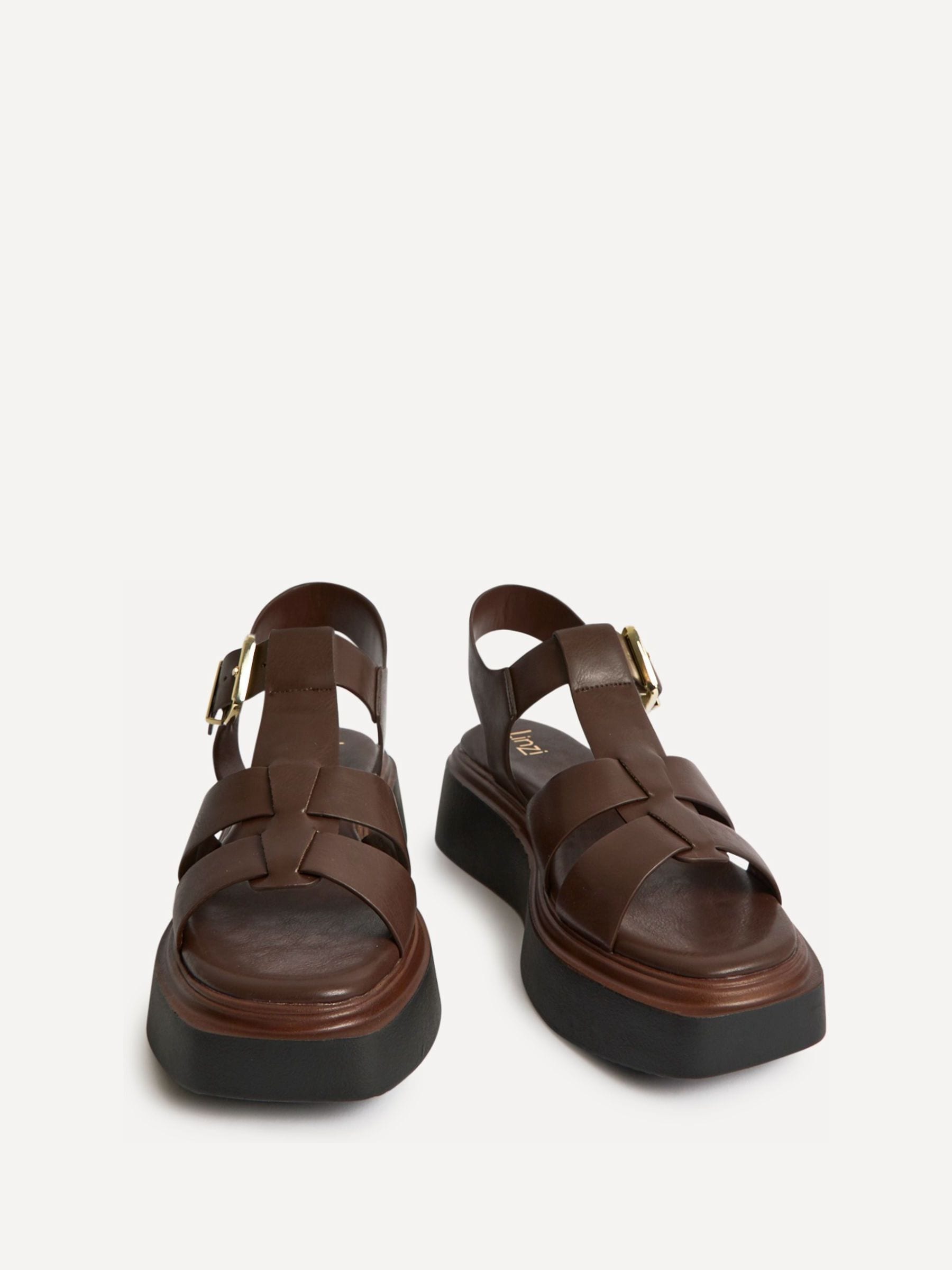 Buy Linzi Brown Subtract Gladiator Style Flatform Sandals from the