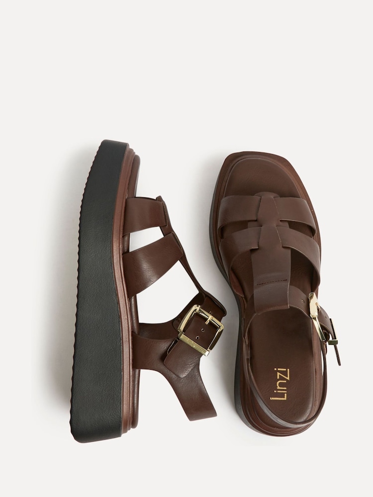 Linzi Brown Subtract Gladiator Style Flatform Sandals - Image 5 of 5 Linzi Brown Subtract Gladiator Style Flatform Sandals - Image 5 of 5