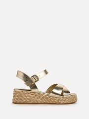 Linzi Gold Spritz Wide Fit Crossover Flatform Sandals - Image 2 of 5
