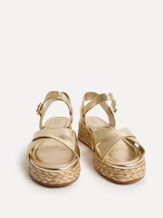 Linzi Gold Spritz Wide Fit Crossover Flatform Sandals - Image 3 of 5