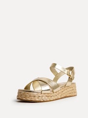 Linzi Gold Spritz Wide Fit Crossover Flatform Sandals - Image 5 of 5