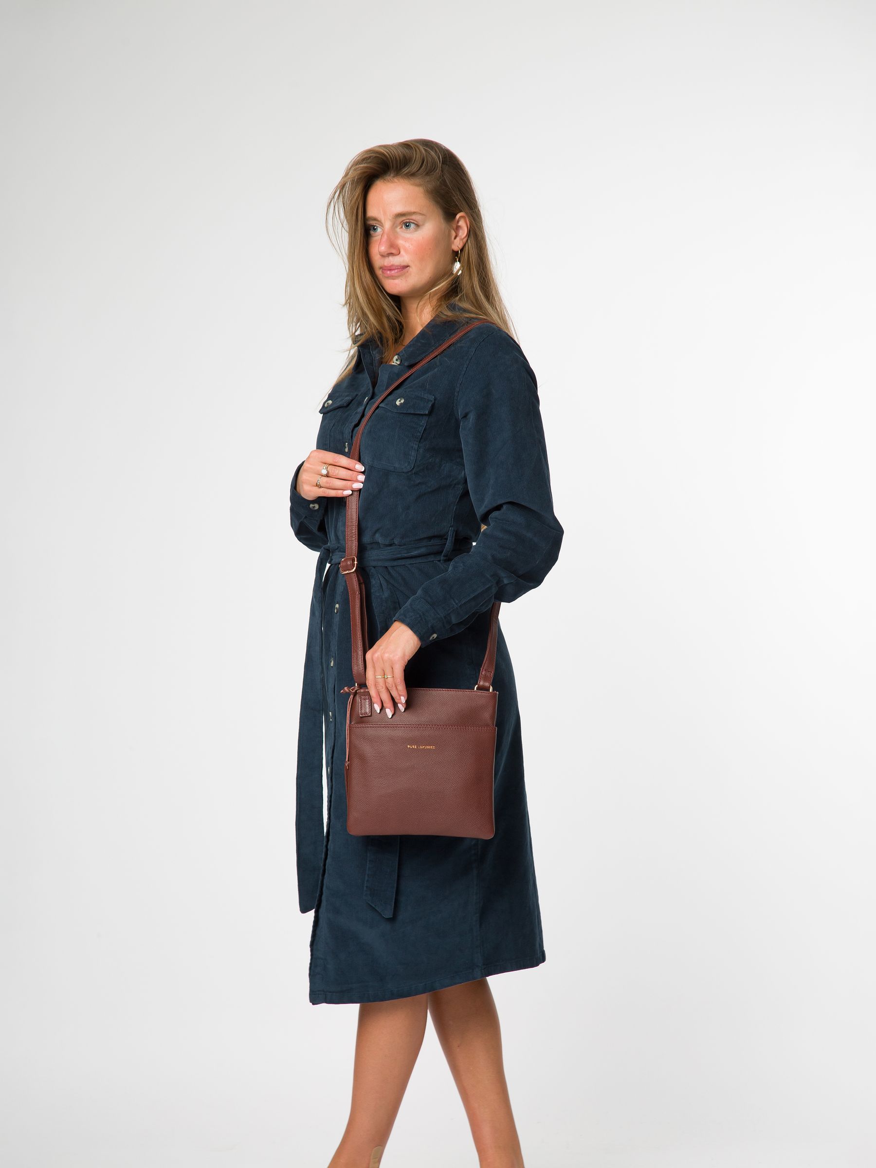 Pure Luxuries London Women's Brown Nola Leather Cross-Body Bag